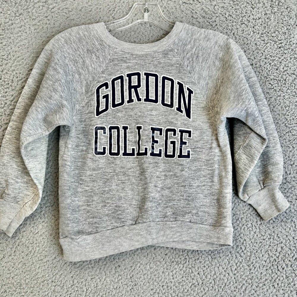 Vintage GRAY Pull-over Gordon College SWEATSHIRT Youth Size M‎ 10-12 Champion